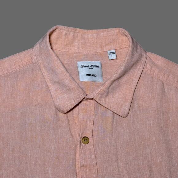 Baird McNutt Linen Murano Mens Pink SS Button Up Size L GUC - Picture 2 of 7